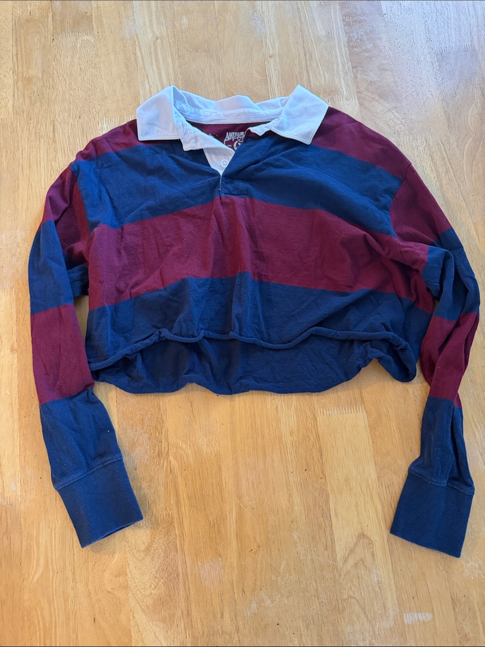American Eagle Outfitters Navy, Burgundy & White Rugby Polo